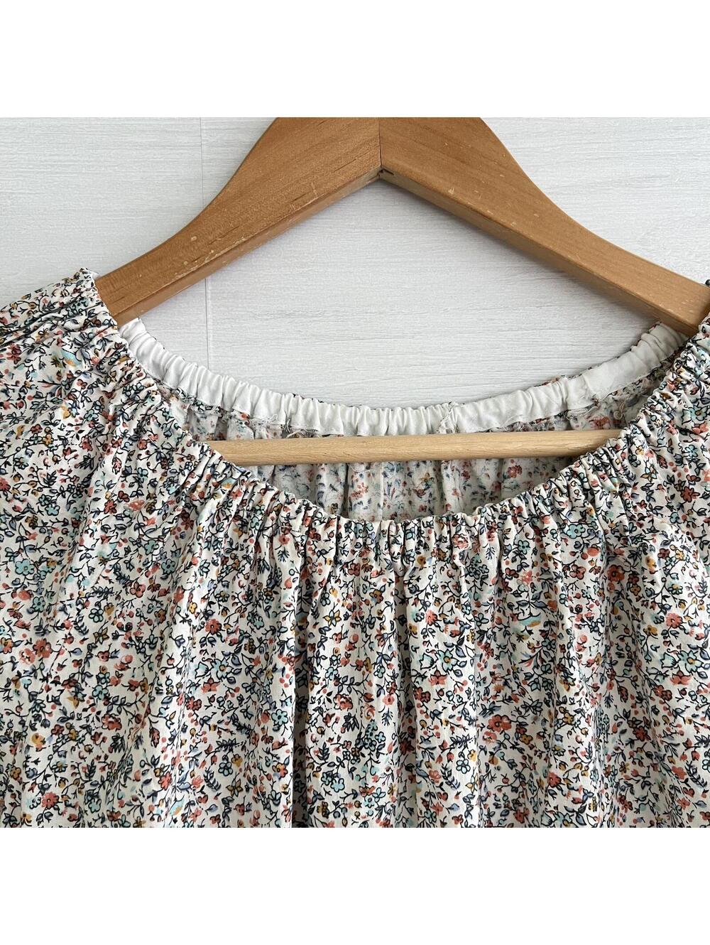 Cottagecore Prairie Dress M Handmade Floral Cotton Maxi Peasant Boho 3/4 Sleeve - Picture 4 of 5